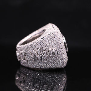 Moissanite Multi-Stone 925 Silver Hip Hop <b>Ring</b> with DEF 0.5 Carat Stones and Prong Setting - Product Image 1