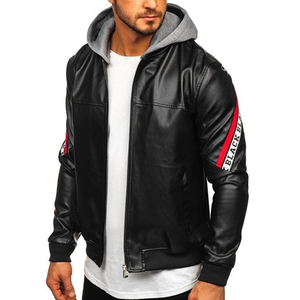 Leather <b>Jacket</b> Bomber <b>Jacket</b> OEM Custom Design Windbreaker <b>Zip</b> <b>up</b> <b>Jacket</b> Custom Logo Vintage for Men Hoody Sty - Product Image 3