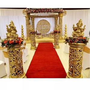 Mariage hindou moderne doré sculpté rond Mandap tendance fibre britannique mandaps décoration de mariage ensemble bas prix Mandap Set UK - Product Image 1