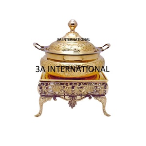 Royal Style Catering Equipment Metal Chafing Dish Decorative Chafing Dish <b>Buffet</b> Food <b>Warmer</b> Brass Metal Chafing Dish - Product Image 1