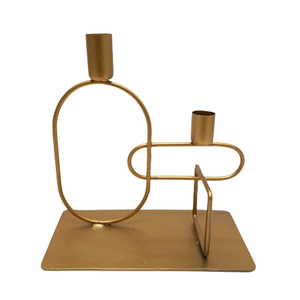 Bougeoir à double anneau en fer de décoration de table bougeoir conique couleur or pour la maison et la décoration de fête - Product Image 4