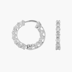 Bold Stylish 925 <b>Silver</b> Eternity <b>Hoop</b> <b>Earrings</b> for Women Everyday Luxury Dazzling Lab Grown Diamonds for Wedding Gift - Product Image 6
