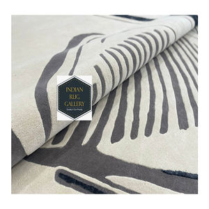 Modern Indian Irregular Customized Viscose Textured Shape Woolen Low <b>Grey</b> High Embossed Handtufted Carpets Beige Home Villa Mat - Product Image 3