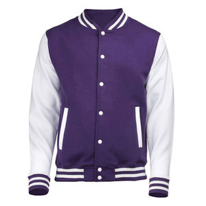 Fabrication de veste universitaire de base vierge personnalisée pour hommes manches en cuir Baseball lâche veste en jersey décontracté - Product Image 1