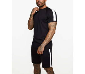 Vente en Gros 2025 100% Coton Slim Fit Manches Courtes Col Ras Du Cou Twinset T-shirts et Shorts Ensemble Pour Hommes - Product Image 1