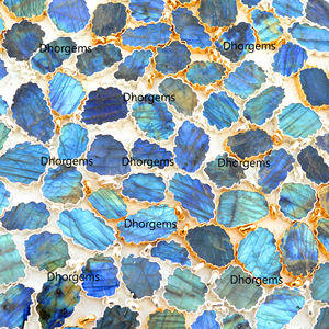 Tranche de labradorite naturelle de feu bleu pendentif de pierres précieuses galvanisées pendentif en cristal poli bijoux de forme naturelle plaqués or - Product Image 4