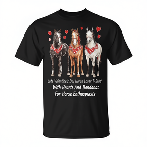Linda camiseta del Día de San Valentín para amantes de los caballos con corazones y pañuelos para entusiastas de los caballos - Product Image 2