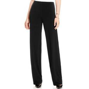 Pantaloni Palazzo Alfani da Donna Neri a Gamba Larga in Maglia, Taglia Piccola, Vita Alta, Traspiranti, in Velluto a Coste, Stile Casual, con Effetto Stropicciato - Product Image 1