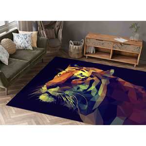 Tapis imprimé avec illustration de tigre : design moderne en chenille 3D pour loft, tapis en velours - Product Image 1
