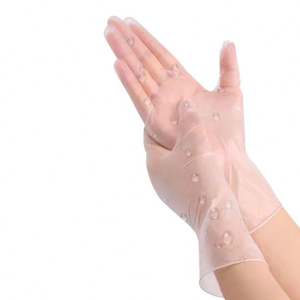 100 guanti pz/scatola esame cibo ristorante monouso in vinile trasparente guanti senza polvere per denti multiuso - Product Image 4