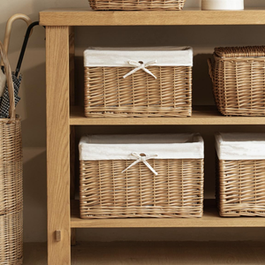 Wholesale Handmade Rattan Storage <b>Basket</b> with Fabric Lining, Eco-Friendly Rectangular Organizer for Living Room & <b>Laundry</b> - Product Image 4