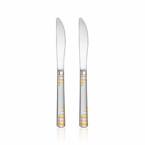 Ensemble de 2 couteaux en acier inoxydable plaqués argent, idéal pour la cuisine, cadeau de table, usage domestique, couverts à manche classique - Product Image 1