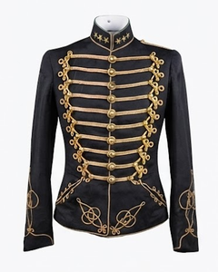 <b>Black</b> Steampunk Marching Band Double Breasted Real Fox Fur Windproof Breathable Wool <b>Men's</b> <b>Overcoat</b> Outerwear - Product Image 1