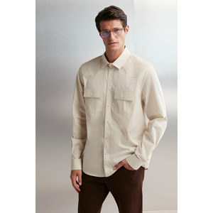 เสื้อเชิ้ตผู้ชาย GRIMELANGE Kelvin ผ้าทอเนื้อหนา ดีไซน์เท่ห์ พร้อมกระเป๋าแบบ Kapakli - Product Image 1