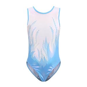 Offre Spéciale justaucorps de gymnastique sans manches pour filles vente en gros de conception de flamme de haute qualité avec logo personnalisé en spandex souple - Product Image 4