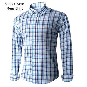 Chemise à carreaux boutonnée décontractée pour homme 100% coton - Product Image 4