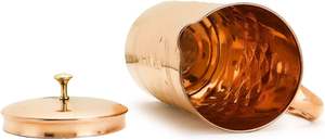 Vasos de cobre hechos a mano, jarras de 1,5 litros, jarras de agua beneficiosas Ayurveda con asas fáciles de llevar a la venta - Product Image 4