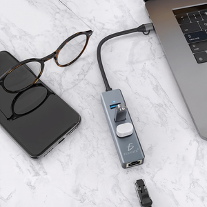 Hub Adattatore USB-C con Ethernet Gigabit e 3 Porte USB 3.0 in Lega di Alluminio per Trasferimento Dati Computer - Product Image 3