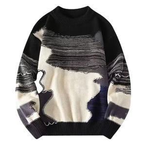 Pulls en tricot pour hommes à manches longues, 100% coton, personnalisés, vente en gros, anti-froissement, col rond - Product Image 1