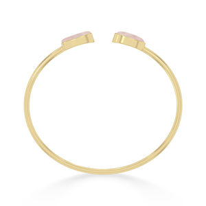 Premium <b>Solid</b> 18K <b>Gold</b> High Finish Trendy Adjustable Twister Bracelet Rose Quartz Oval Bullet Cab Luxury Unisex Gift - Product Image 4