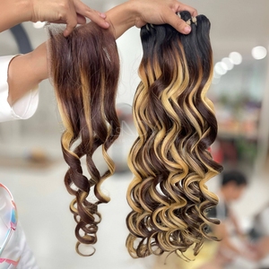 El precio más alto, cabello crudo ondulado, Color Ombre, extensiones de cabello humano vietnamita, conjunto de paquetes de cierre 2025 - Product Image 1