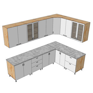 Système d'armoires de cuisine en bois naturel en forme de L BTB68019 - Solide et durable - Product Image 3