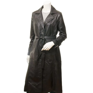 Premium Quality Material Made Leather Coat for adults Women Custom Women's Leather Long Coat for online selling - Product Image 1