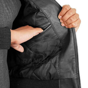 Chaqueta Bomber de Cuero, Elegante, Cómoda, Clásica, Chaqueta Bomber de Cuero Vintage, Suave, Moderna, para Uso Diario - Product Image 6