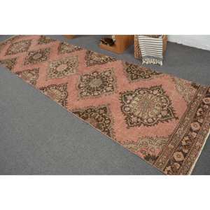 พรมปูพื้นขนแกะสไตล์ตุรกีโบราณขนาด31x125ฟุตการออกแบบการเย็บปะติดปะต่อกันของสีชมพูและน้ำตาลเทคนิคการถักแบบแบนสำหรับตกแต่งห้องนั่งเล่น - Product Image 4