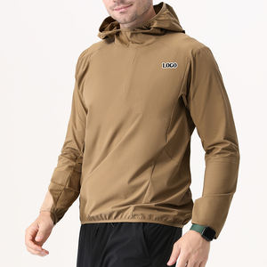 Men's Spring Sportswear Lightweight UV Protective Hooded Jogging Jackets for Hiking Quick <b>Dry</b> Fitness Windbreakers Stand <b>Coats</b> - Product Image 2