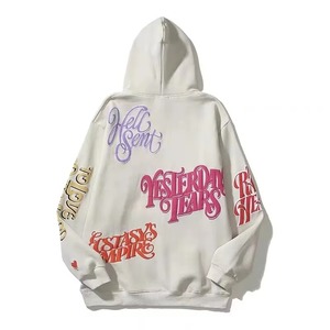 Sudadera con Capucha de Felpa con Estampado de Corazones de Amor, Estilo Hip Hop, Talla Grande, 100% Algodón Grueso, para Hombre - Product Image 2