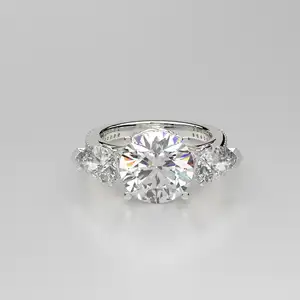 5 Carat Center Stone Round Brilliant Cut Lab Grown Diamond With 18k Gold GI Certified High Quality Diamond Ring