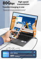 LUNG KAY 1M 2M USB5 Typ-C Kabel 80Gbps 240W Schnellladung Thunderbolt 5/4/3 Kabel für 16K Projektion Video-Datensynchronisation