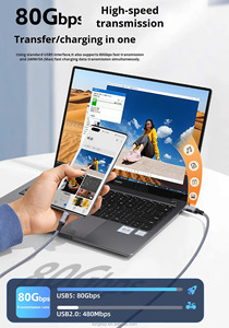 Cable USB5 Tipo-C LUNG KAY de 1M/2M, 80Gbps, 240W, Carga Rápida, <span class=keywords><strong>Thunderbolt</strong></span> 5/4/3, para Proyección 16K, Sincronización de Datos y Video - Product Image 2