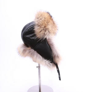 Gorro Ruso de Invierno para Hombre, Estilo Ushanka con Piel de Mapache, Diseño Sólido, Resistente al Viento - Product Image 3