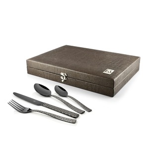 Asas de cubiertos negros con detalles blancos Juego de cubiertos de diseñador único para comedor de boda o decoración del hogar de la India - Product Image 3