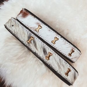 Koeienhuid En Lederen Westelijke Kraag Voor Koeienboerderij Shows Hond Zwart En Wit Of Bruin En Wit Verbergen Gouden Hardware Koeienprint