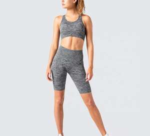 Ensemble d'entraînement de gymnastique 2 pièces réversible écologique pour femmes léger respirant séchage rapide Yoga soutien-gorge Shorts coton élastique - Product Image 3