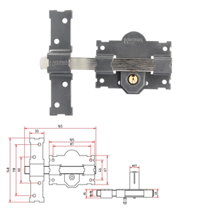Serratura B-1, chiave e pulsante, bullone da 161 mm, cilindro rotondo da 50 mm - Product Image 2
