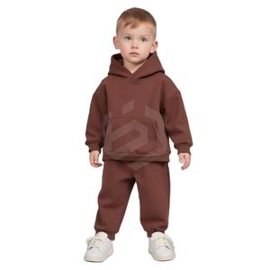 Ensemble de survêtement streetwear pour garçons grande taille, deux pièces, léger, en coton lavé à 100 %, avec sweat à capuche et pantalon de jogging, beige - Product Image 5