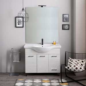 105cm White Oak <b>Floor</b>-Standing Bathroom Cabinet with <b>Mirror</b> and Ravenna Lamp Luxury Bathroom Sets - Product Image 2