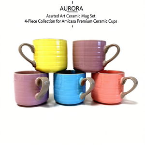 AURORA Assorted Art <b>Ceramic</b> Mug Set 4-Piece Collection for Amicasa Premium <b>Ceramic</b> <b>Cups</b> - Product Image 2