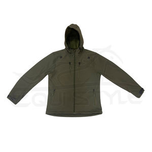 Chaquetas Safari Softshell Verde Oliva Impermeables con Capucha, Cortavientos de Invierno con Cremallera Frontal, MOQ Bajo, Chaquetas de Exterior para Hombre al por Mayor - Product Image 1
