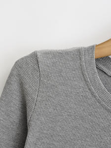 Robe longue en tricot côtelé extensible pour femme, col rond, sexy, moulante, élastique, basique, décontractée, longueur maxi, matière laine - Product Image 2