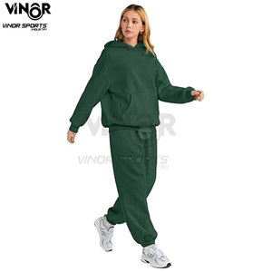 Vente en gros de vêtements pour femmes Ensemble 2 pièces pantalon de survêtement et sweat à capuche en polaire de haute qualité avec logo personnalisé Survêtements et survêtements de style - Product Image 4
