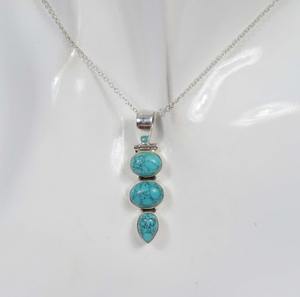 Colgante de Plata de Ley 925 con Turquesa, Joyería Hecha a Mano, Estilo Boho, Regalo de Boda para Esposa - Product Image 1