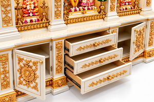 Ornate White & Gold Hand-Carved Wood <b>Pooja</b> <b>Mandir</b> for Home Custom Made Teak Wood Hindu Temple Wooden <b>Pooja</b> <b>Mandir</b> for Home USA - Product Image 6