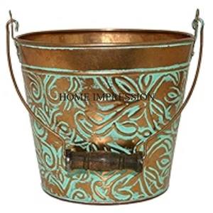 Gran oferta, Juego de 4 macetas galvanizadas de Metal con soporte de bandeja, acabado rústico, macetas decorativas para el hogar y el restaurante - Product Image 3