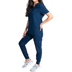 Ensembles de blouses d'infirmière en gros, uniformes d'infirmière de haute qualité, blouses médicales extensibles, uniformes extensibles en spandex, haut et pantalon, ensemble de blouses - Product Image 4