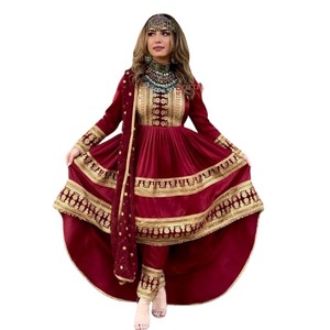 Women New Designs <b>Sale</b> Afghan Vintage Lace Embroidered Patch Design Long Sleeve Dresses Wholesale Fashion Customized Color - Product Image 3